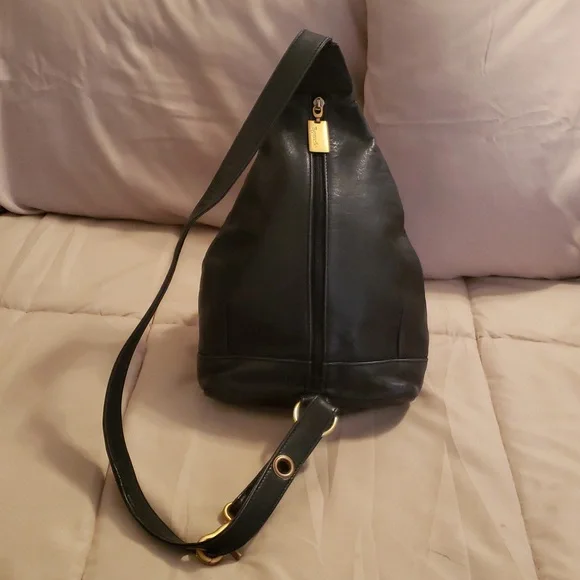 Tignanello Sling Leather Bag Dark Navy - Picture 2 of 8